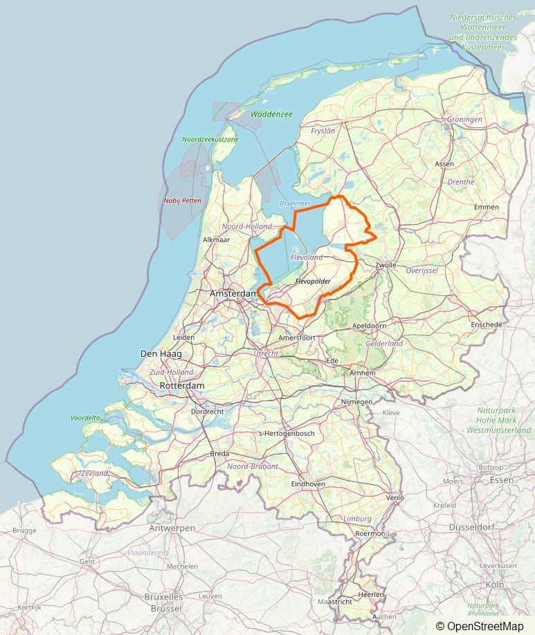 OpenStreetMap-Karte: Niederlande: Flevoland; OpenStreetMap-Haritası: Hollanda: Flevoland